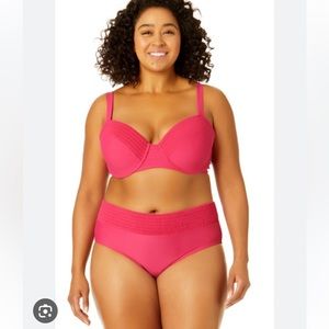 NWT Womens Terra & Sky Bikini Set (Tор &Bottom), Plus Size 3X- Color Dark Azalea